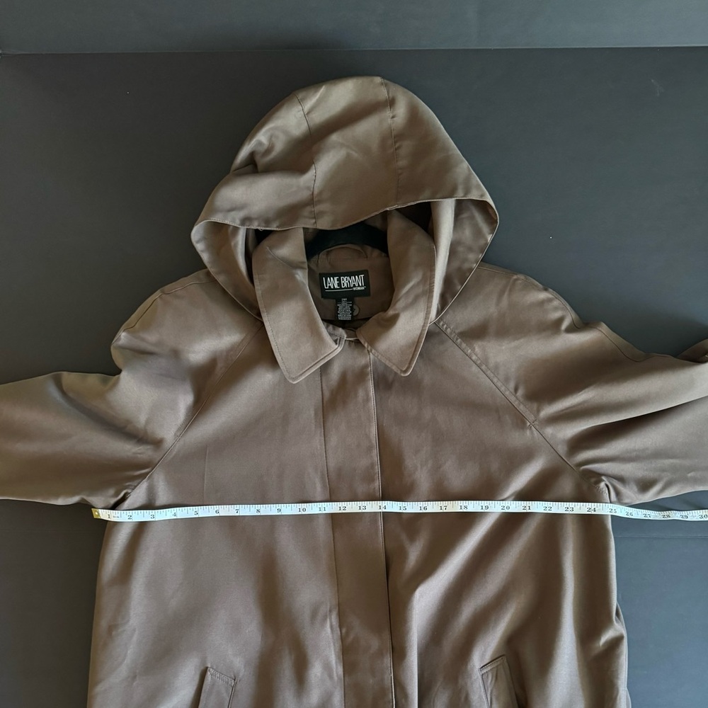Size 20T Lane Bryant hooded maxi length Brown trench coat with removable lining. - Picture 8 of 8